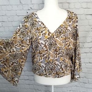 Sanctuary Bell Sleeve Wrap Blouson Blouse
